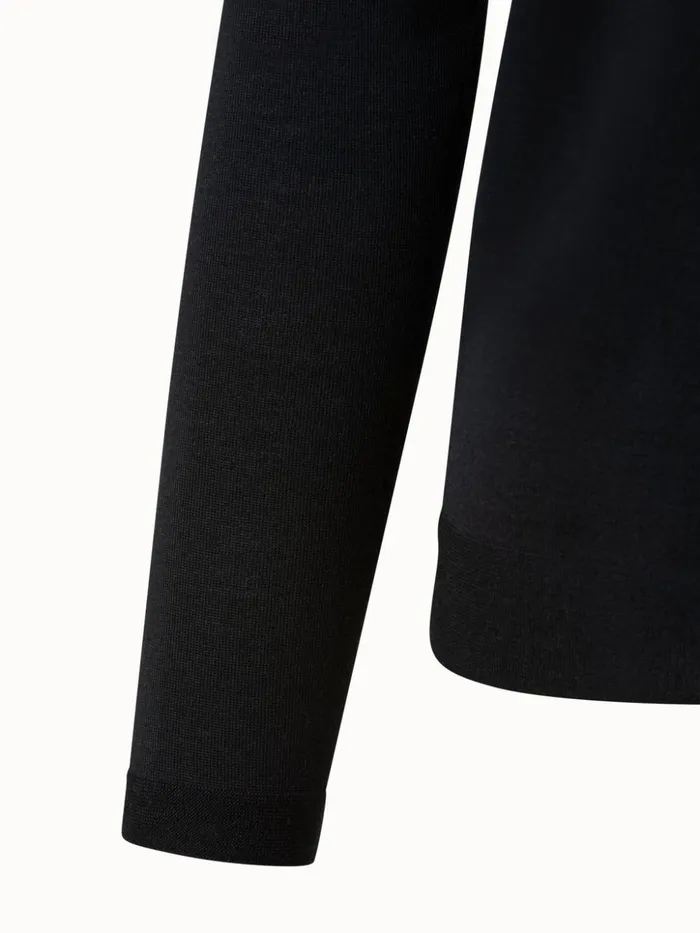 Fine Gauge Cashmere Silk Pullover Black Women Akris Cashmere