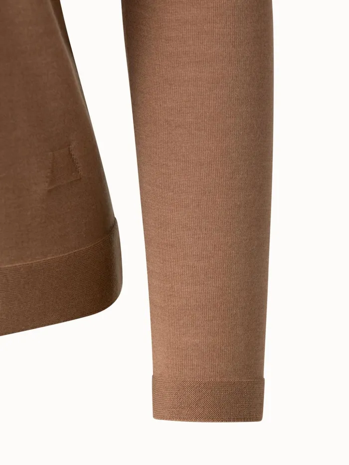 Fine Gauge Cashmere Silk Pullover Camel Women Akris Knitwear