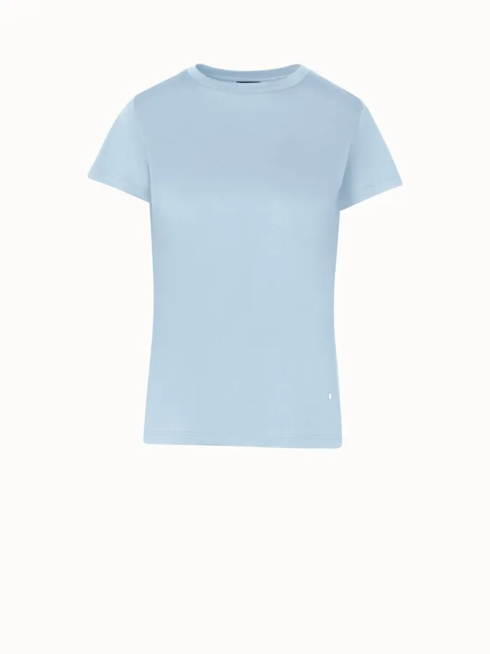 Fitted Cotton Jersey TShirt Bleached Denim Women Akris Tops