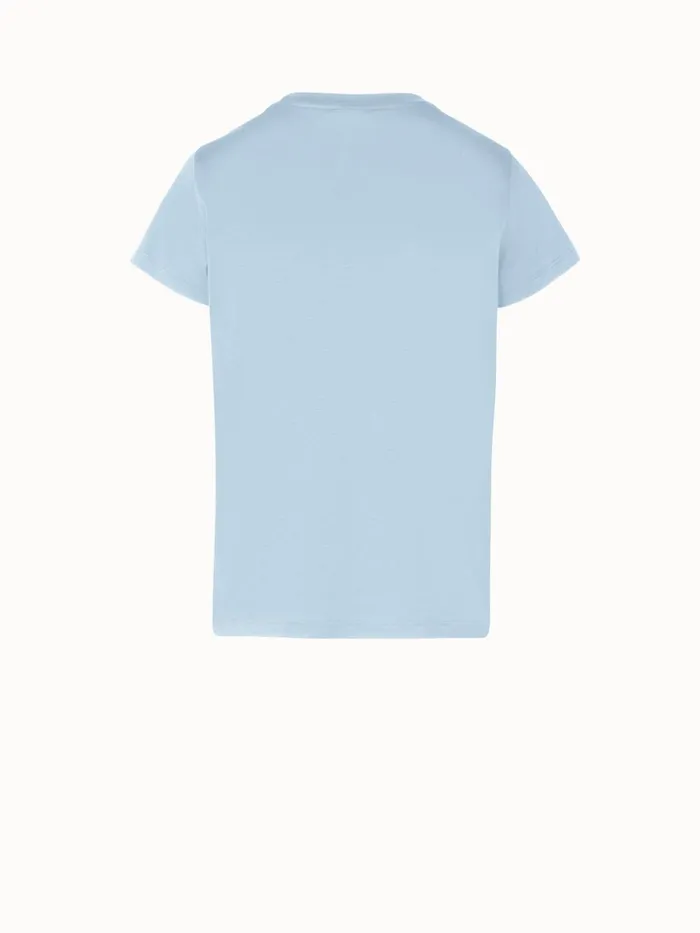 Fitted Cotton Jersey TShirt Bleached Denim Women Akris Tops