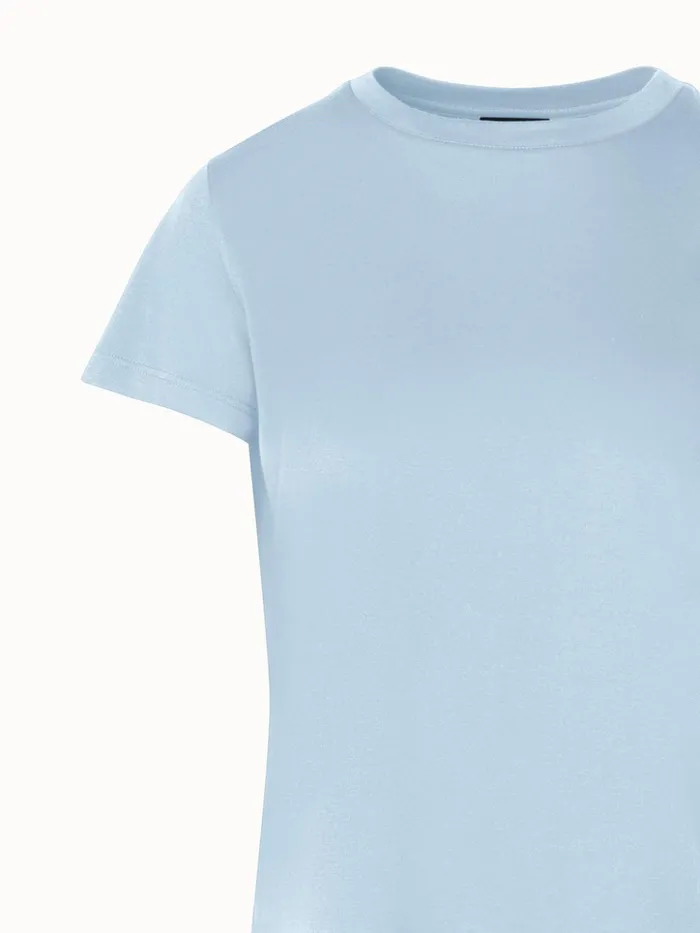 Fitted Cotton Jersey TShirt Bleached Denim Women Akris Tops