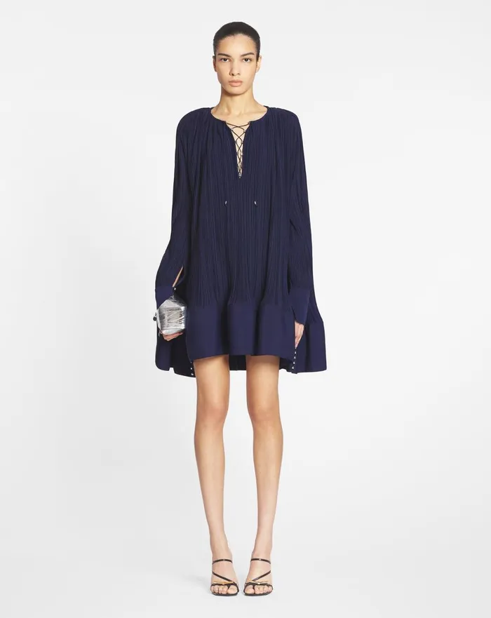 Flared Pleated Dress Japanese Ink Women Lanvin Dresses Flared Pleated Dress Japanese Ink Women Lanvin Dresses