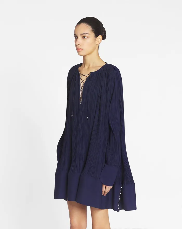 Flared Pleated Dress Japanese Ink Women Lanvin Dresses Flared Pleated Dress Japanese Ink Women Lanvin Dresses