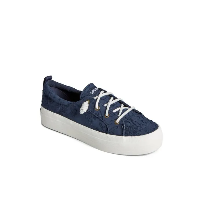 Flats Women Sperry Crest Vibe Platform Lace Platform Sneaker Navy