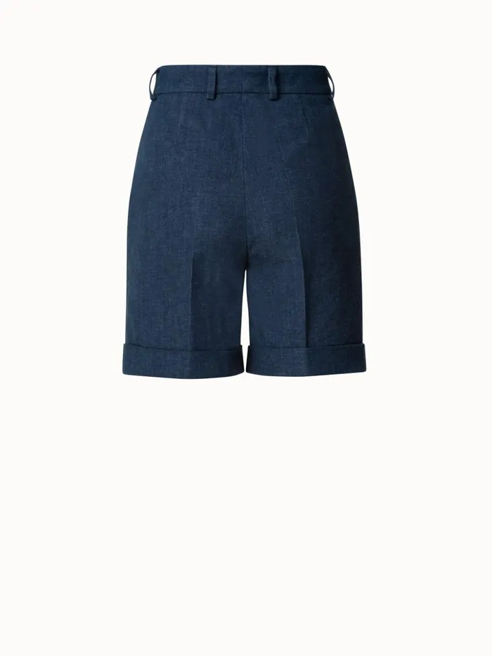Florentina Cotton Denim Shorts Deep Blue Women Akris Pants