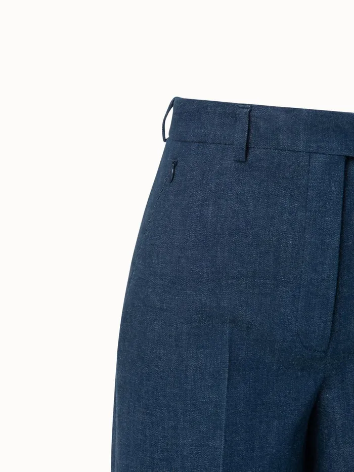 Florentina Cotton Denim Shorts Deep Blue Women Akris Pants