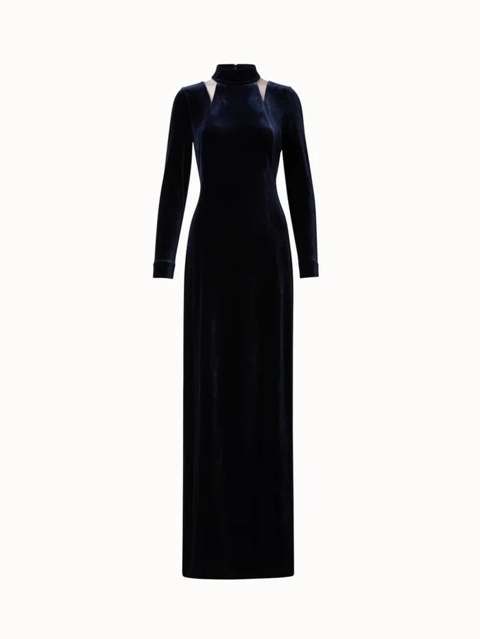 Fluid Velvet Gown Navy Women Akris Dresses
