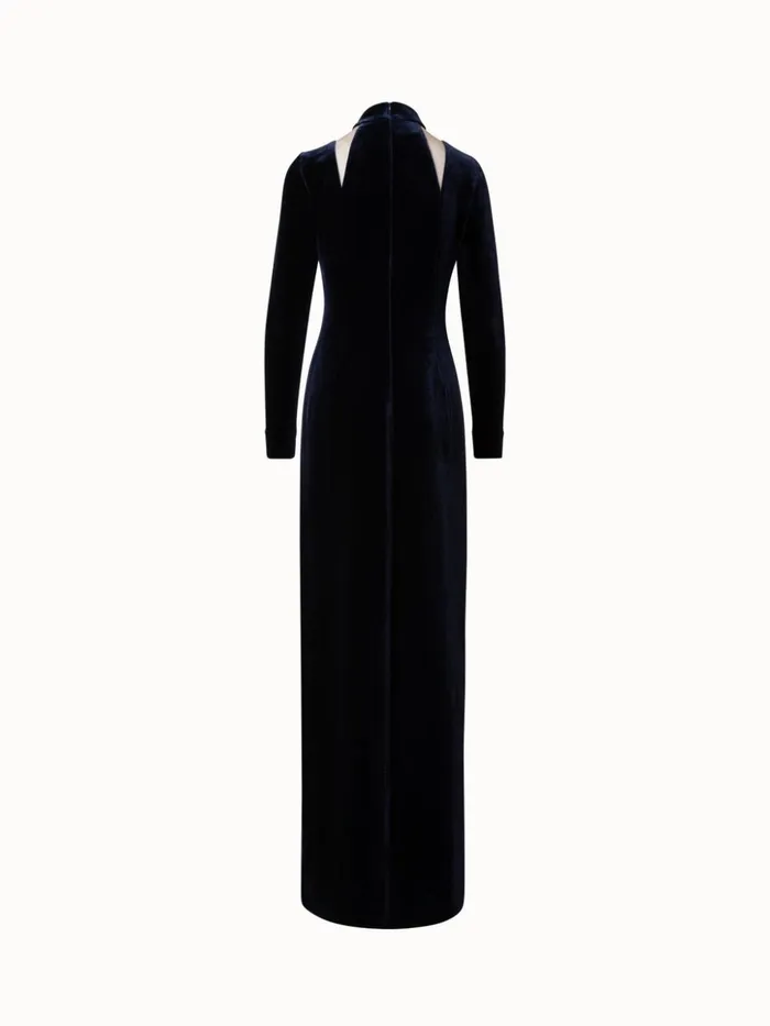 Fluid Velvet Gown Navy Women Akris Dresses
