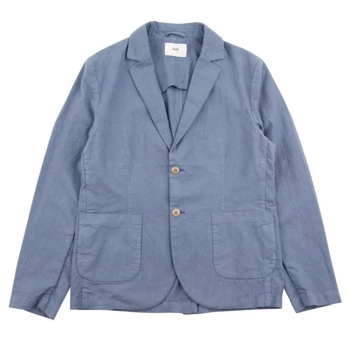 Folk Clothing Outerwear Cotton Linen Blazer 8211 Woad 8211 Mens