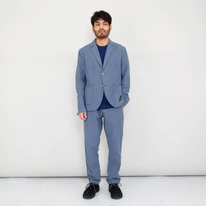 Folk Clothing Outerwear Cotton Linen Blazer 8211 Woad 8211 Mens