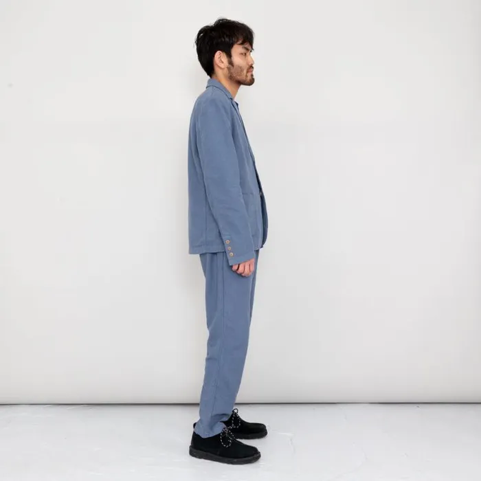 Folk Clothing Outerwear Cotton Linen Blazer 8211 Woad 8211 Mens