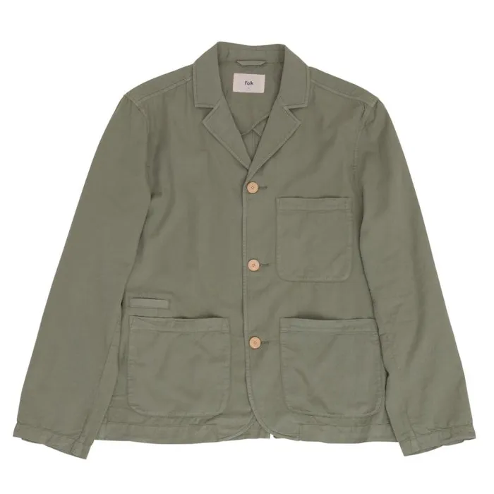 Folk Clothing Outerwear Wide Fit Blazer 8211 Sage Summer Twill 8211 Mens