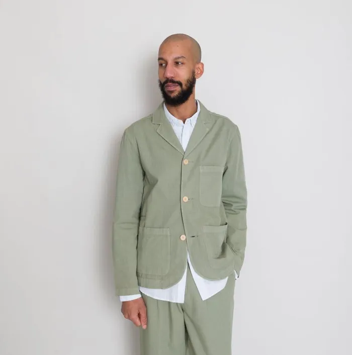 Folk Clothing Outerwear Wide Fit Blazer 8211 Sage Summer Twill 8211 Mens