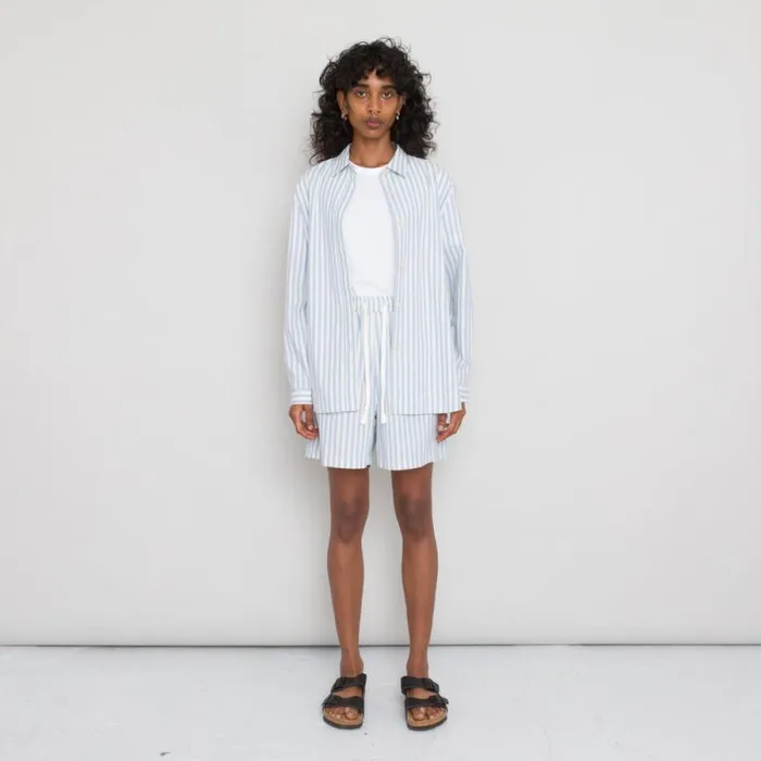 Folk Clothing Shirting Boyfriend Shirt 8211 Cornflower Ecru Stripe 8211 Womens