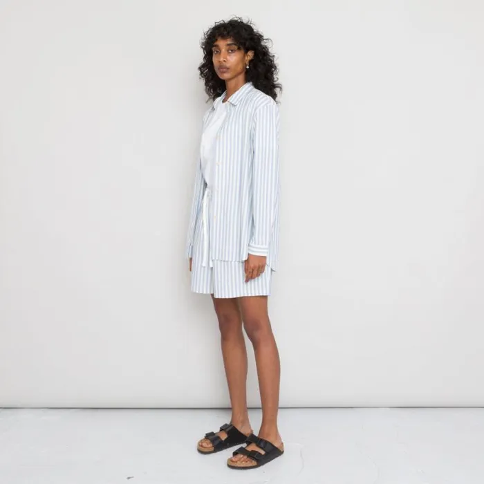 Folk Clothing Shirting Boyfriend Shirt 8211 Cornflower Ecru Stripe 8211 Womens