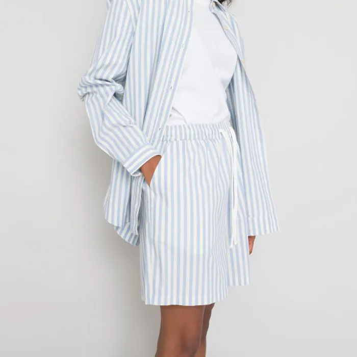 Folk Clothing Shirting Boyfriend Shirt 8211 Cornflower Ecru Stripe 8211 Womens