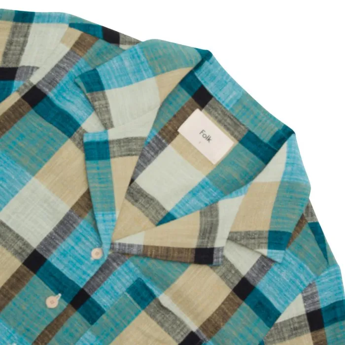 Folk Clothing Shirting Short Sleeve Soft Collar Shirt 8211 Multigingham Check 8211 Womens