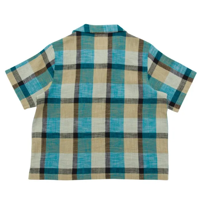 Folk Clothing Shirting Short Sleeve Soft Collar Shirt 8211 Multigingham Check 8211 Womens