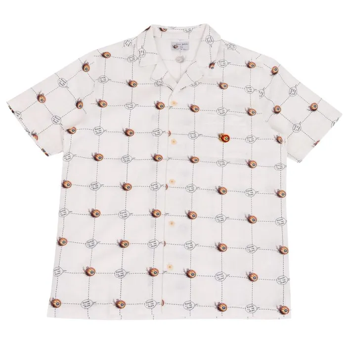 Folk Clothing Shirts DJ Short Sleeve Soft Collar Shirt 8211 Flaming Eye Grid 8211 Mens