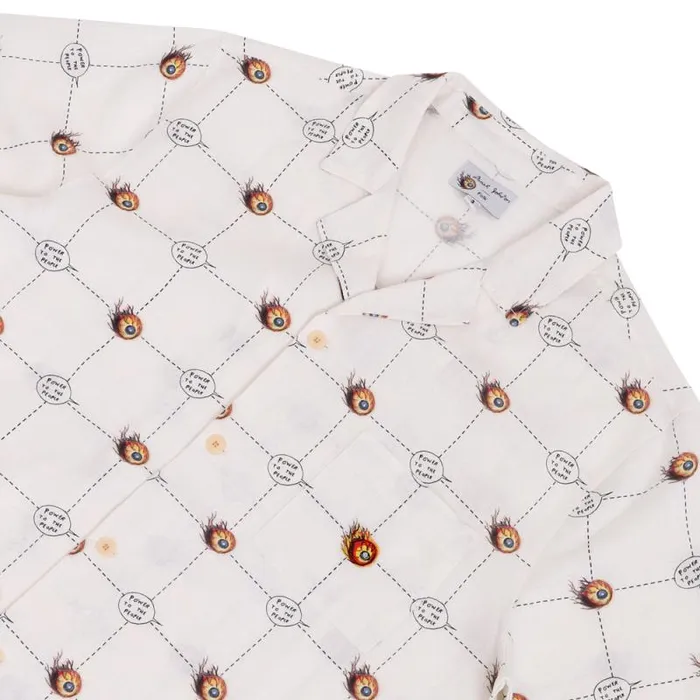 Folk Clothing Shirts DJ Short Sleeve Soft Collar Shirt 8211 Flaming Eye Grid 8211 Mens