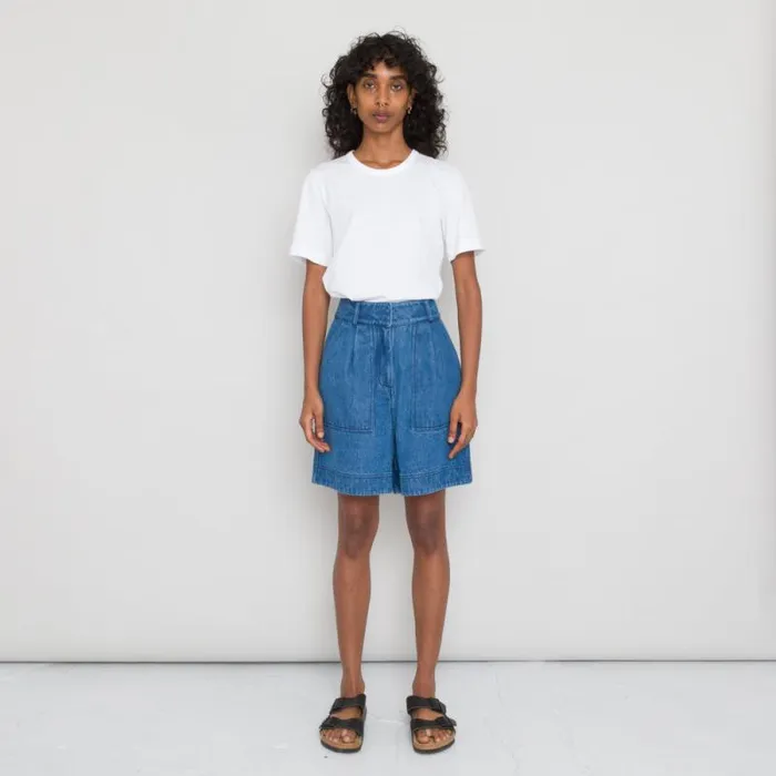 Folk Clothing Shorts Pleated Shorts 8211 Denim 8211 Womens