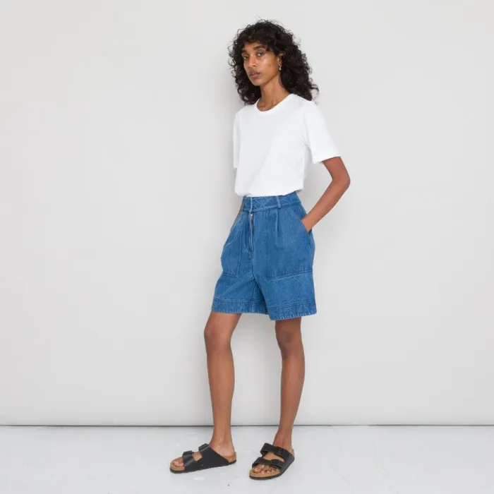 Folk Clothing Shorts Pleated Shorts 8211 Denim 8211 Womens