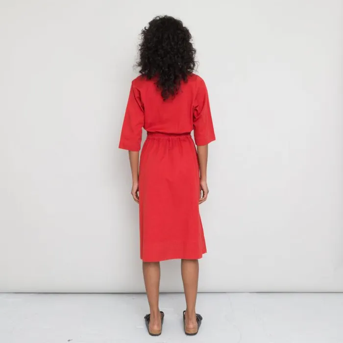 Folk Clothing Skirts Gathered Dress 8211 Vermilion Canvas 8211 Womens