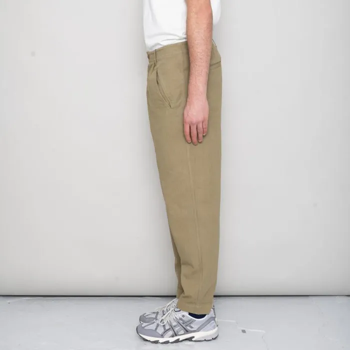 Folk Clothing Trousers Assembly Pant 8211 Olive Herringbone 8211 Mens
