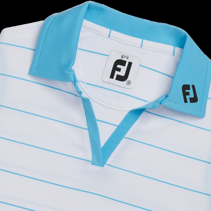 FootJoy Apparel WomenMen Junior Girl Sleeveless Shirt 8211 FJ Tour Logo White Aqua FootJoy Apparel WomenMen Junior Girl Sleeveless Shirt 8211 FJ Tour Logo White Aqua