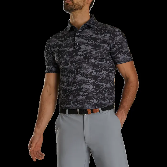 FootJoy Shirts Men Athletic Fit Cloud Camo Lisle Black FootJoy Shirts Men Athletic Fit Cloud Camo Lisle Black