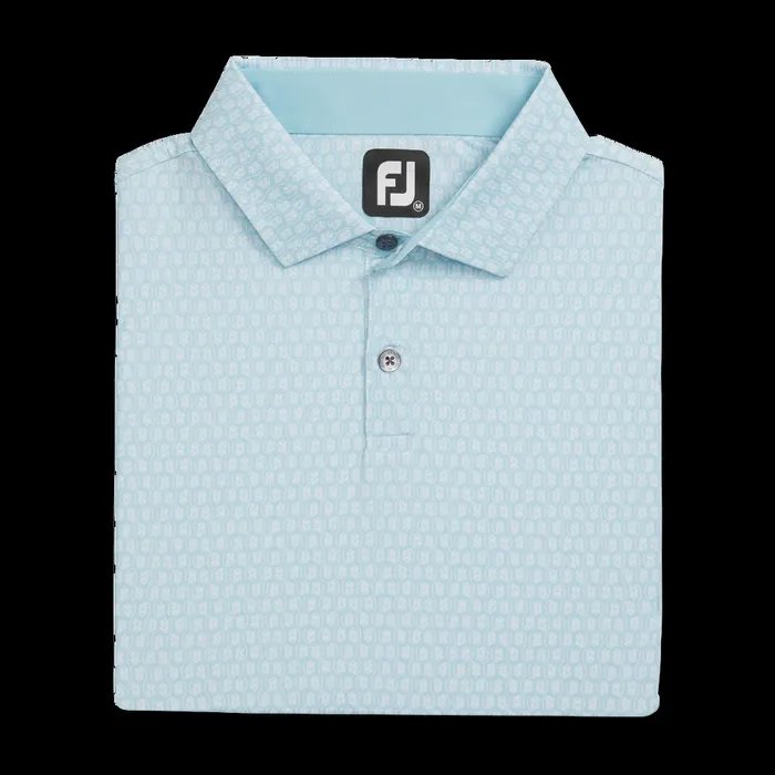 FootJoy Shirts Men Salamander Lisle Lake Blue White