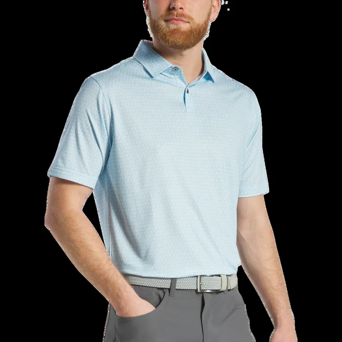 FootJoy Shirts Men Salamander Lisle Lake Blue White