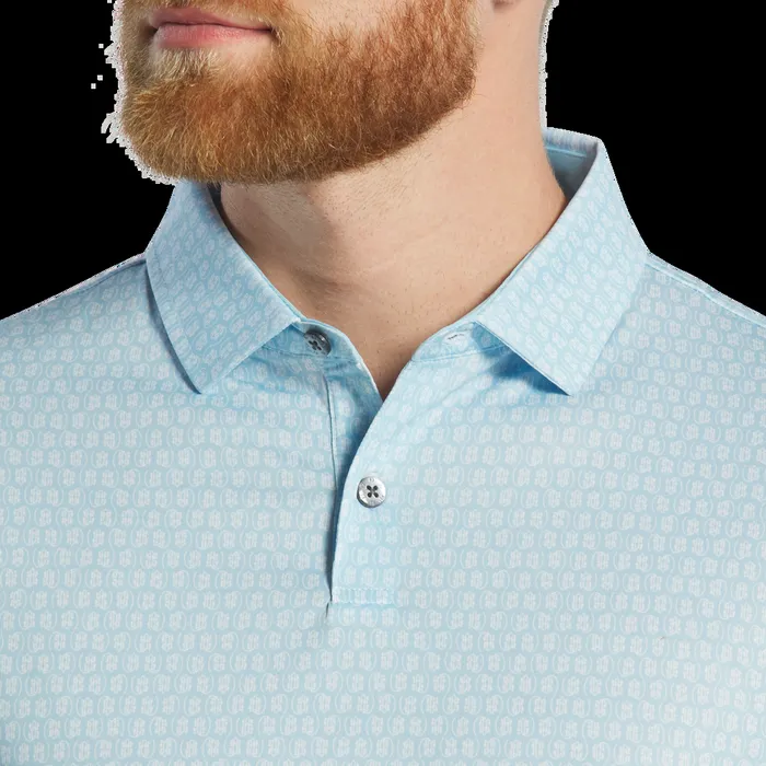 FootJoy Shirts Men Salamander Lisle Lake Blue White