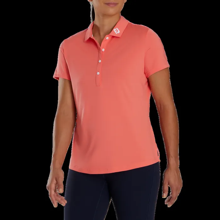 FootJoy Shirts Women Solid Lisle Self Collar 8211 FJ Tour Collar Peach