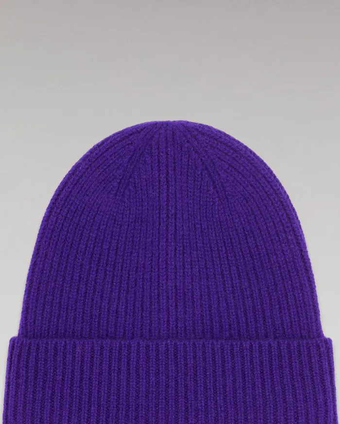 From Future Cashmere Beanies Cuffed Beanie With Small Ribs Winter Purple