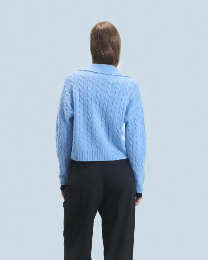 From Future Cashmere Cardigans Women Ribbed Cardigan Sweater Fairy Blue