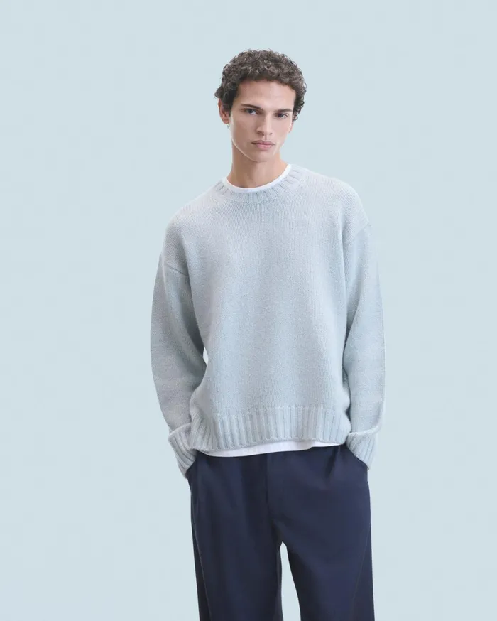 From Future Cashmere Sweaters Men Crewneck Sweater Gray Stone