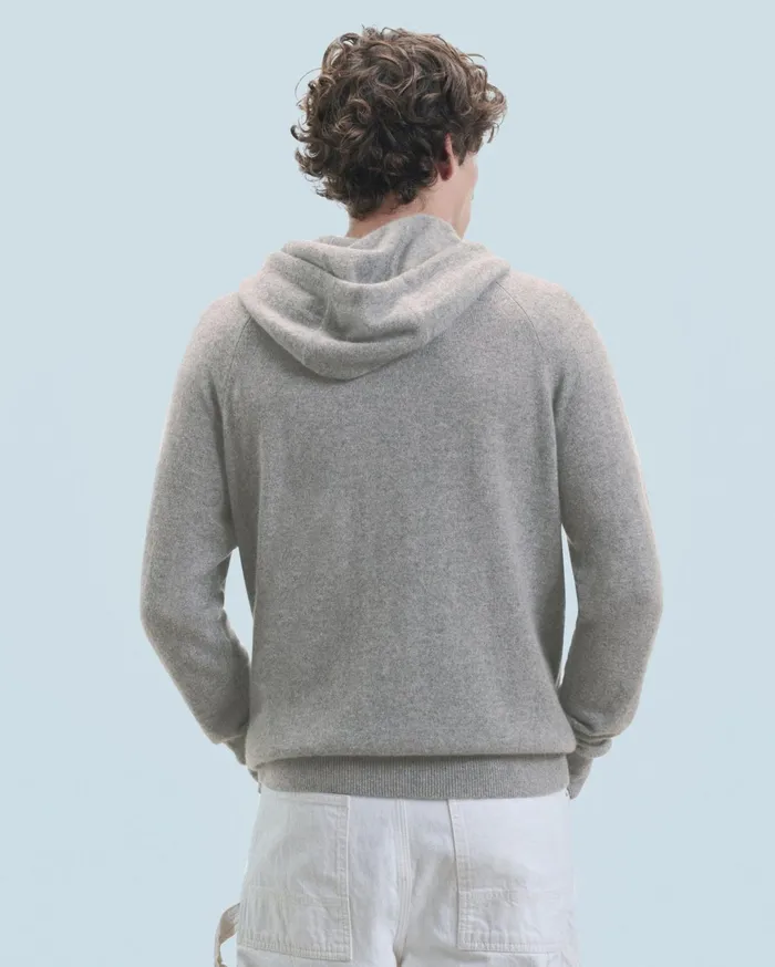 From Future Cashmere Sweaters Men Lightweight Oversized Hoodie Sweater Dark Heather Gray