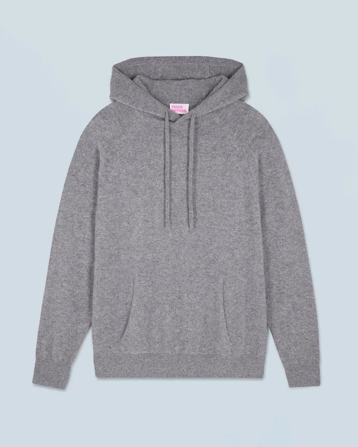 From Future Cashmere Sweaters Men Lightweight Oversized Hoodie Sweater Dark Heather Gray