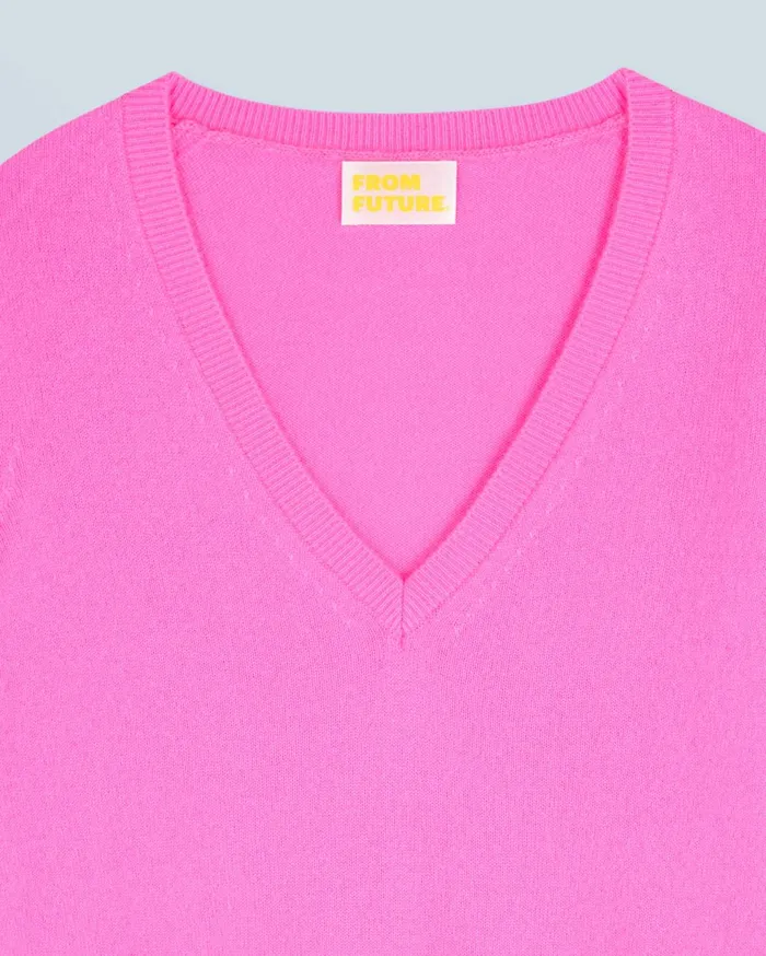 From Future Cashmere Sweaters Women Basic VNeck Sweater Dreamy Pink