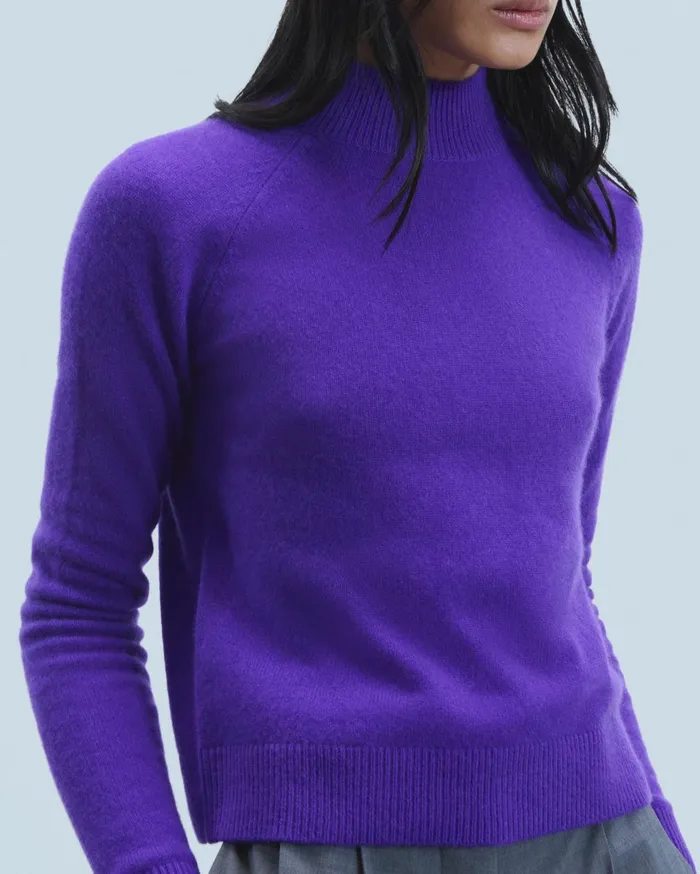 From Future Cashmere Sweaters Women Lightweight Mock Neck Sweater Pop Purple