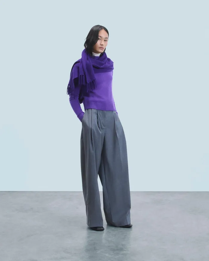 From Future Cashmere Sweaters Women Lightweight Mock Neck Sweater Pop Purple