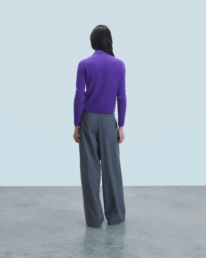 From Future Cashmere Sweaters Women Lightweight Mock Neck Sweater Pop Purple