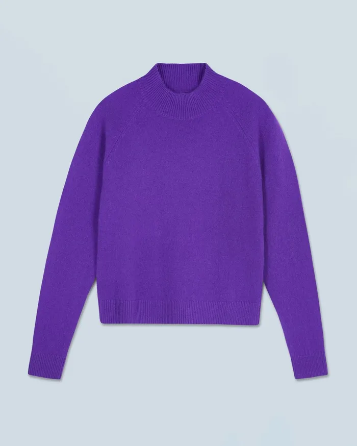 From Future Cashmere Sweaters Women Lightweight Mock Neck Sweater Pop Purple