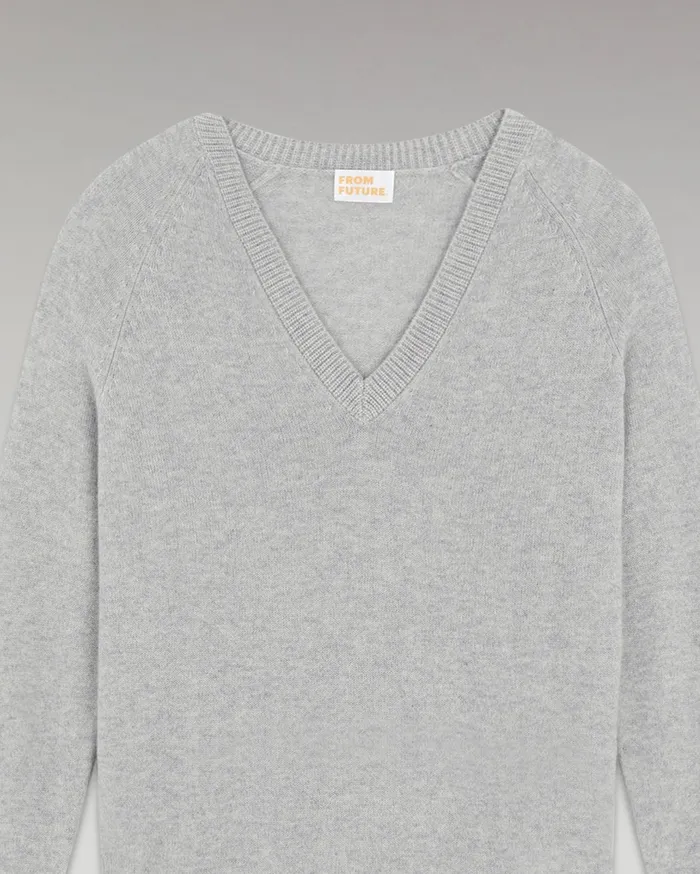 From Future Cashmere Sweaters Women Lightweight Oversized VNeck Sweater Light Heather Gray