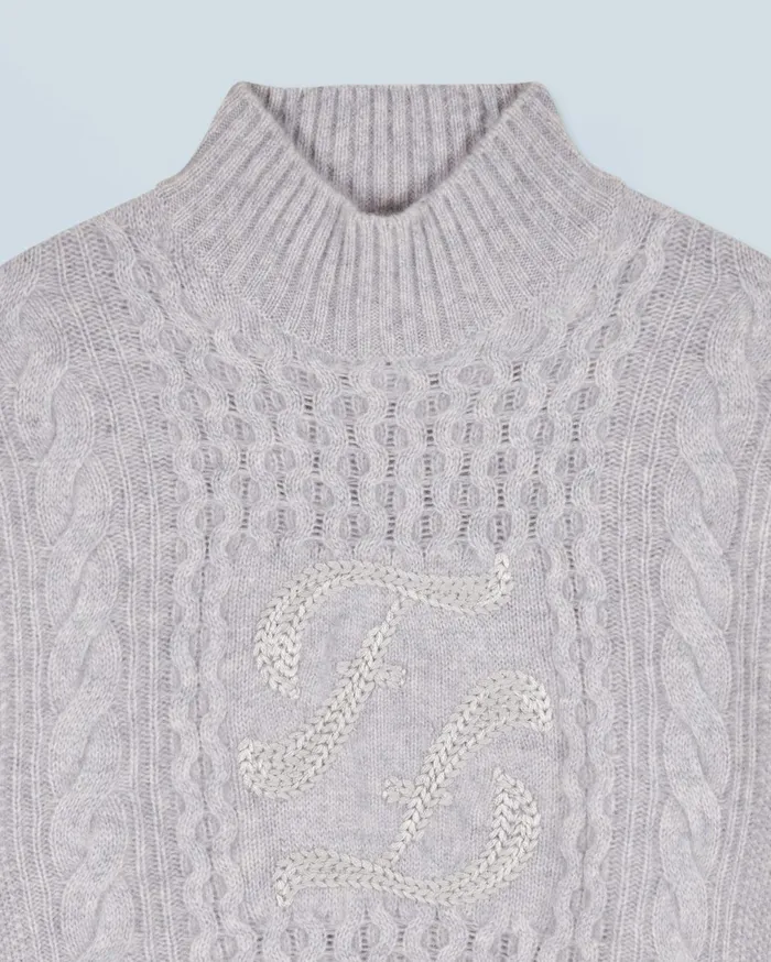 From Future Cashmere Sweaters Women Mock Neck Sweater Light Heather Gray