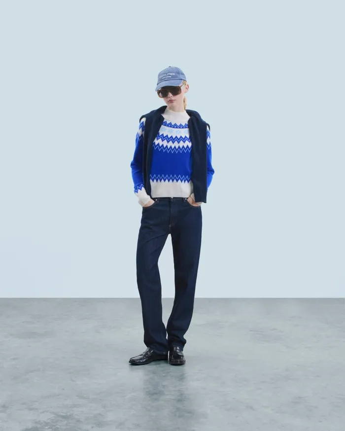 From Future Cashmere Sweaters Women Norwegian Mock Neck Sweater Popblue