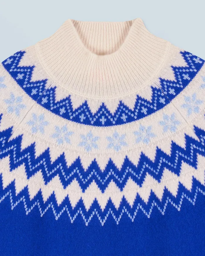 From Future Cashmere Sweaters Women Norwegian Mock Neck Sweater Popblue