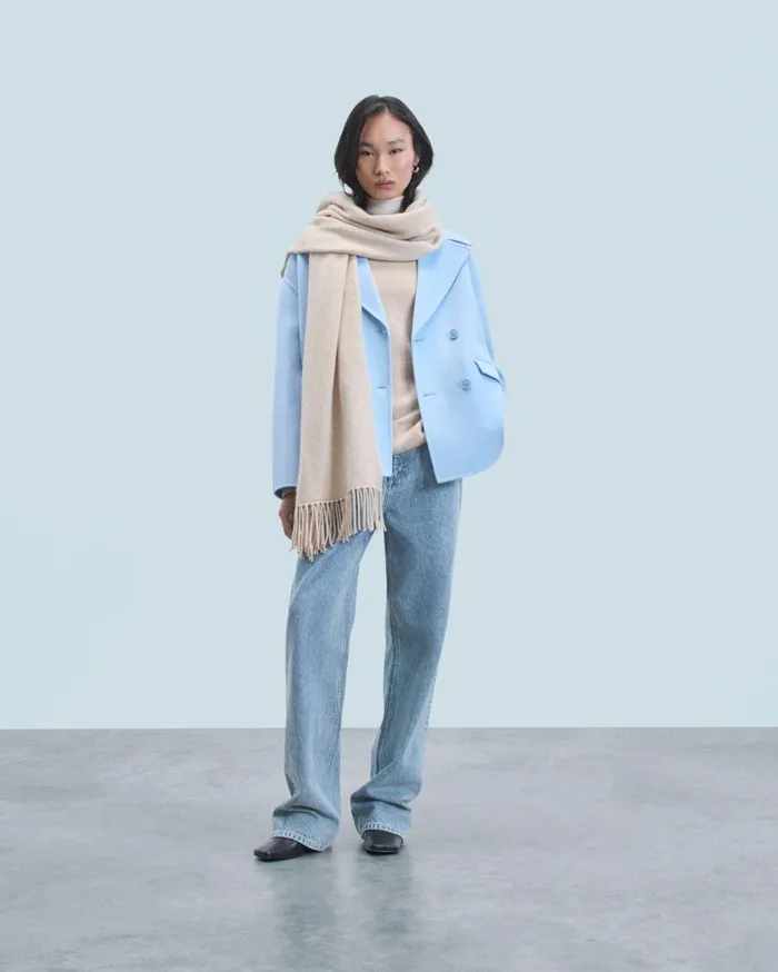 From Future Coats and Jackets Women Outerwear Caban Jacket Baby Blue