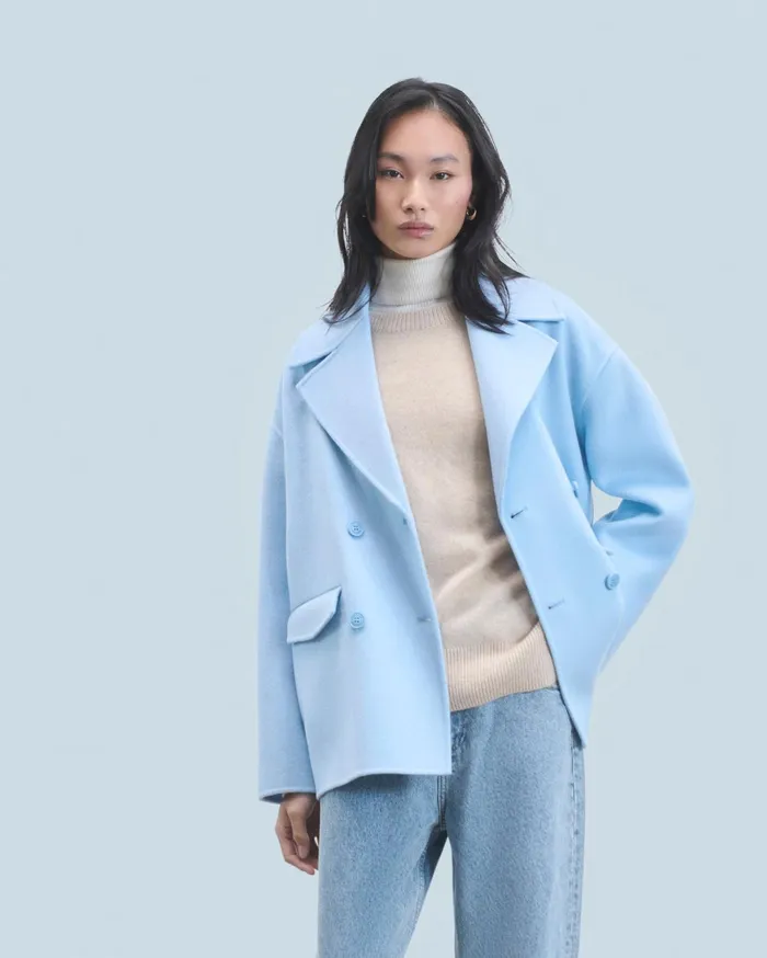 From Future Coats and Jackets Women Outerwear Caban Jacket Baby Blue
